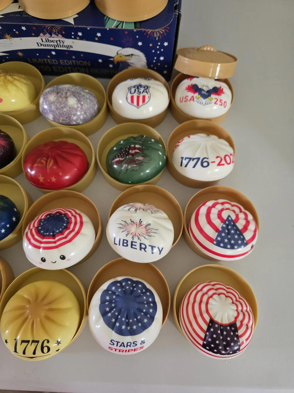 5 Random Liberty Dumplings Patriotic Squeeze Toys. July 4th Ready.